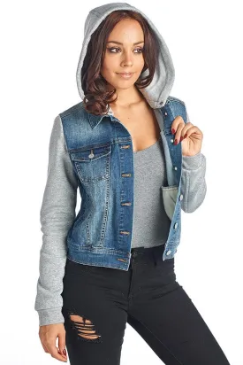 DJK85 Hooded Fleece Denim Jacket