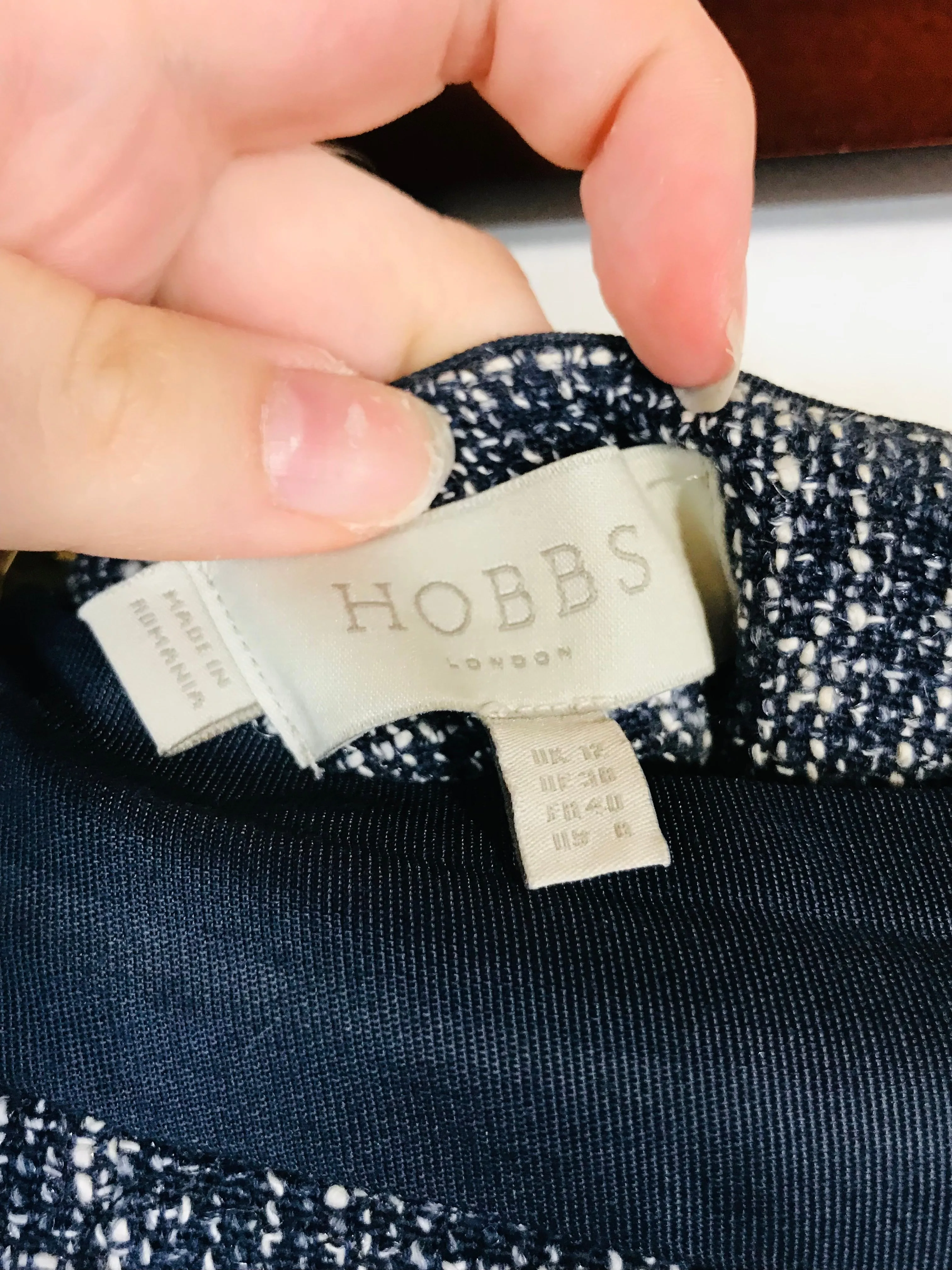 Hobbs Women's Tweed Pencil Skirt | UK12 | Blue