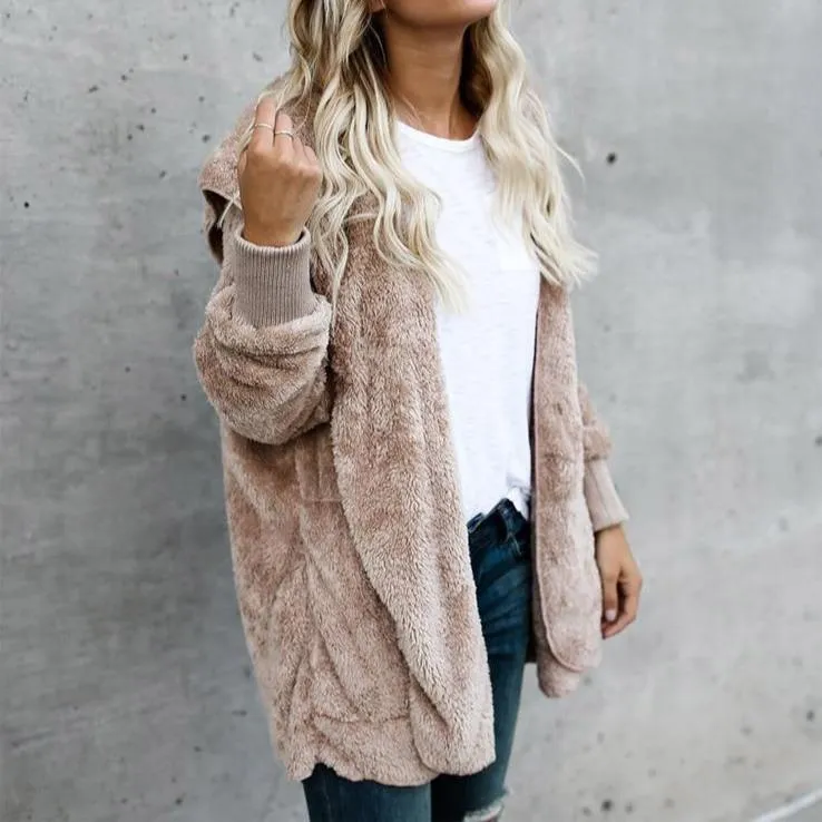 Hooded  Faux Fur Teddy Bear Coat