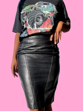 Leather pencil skirt