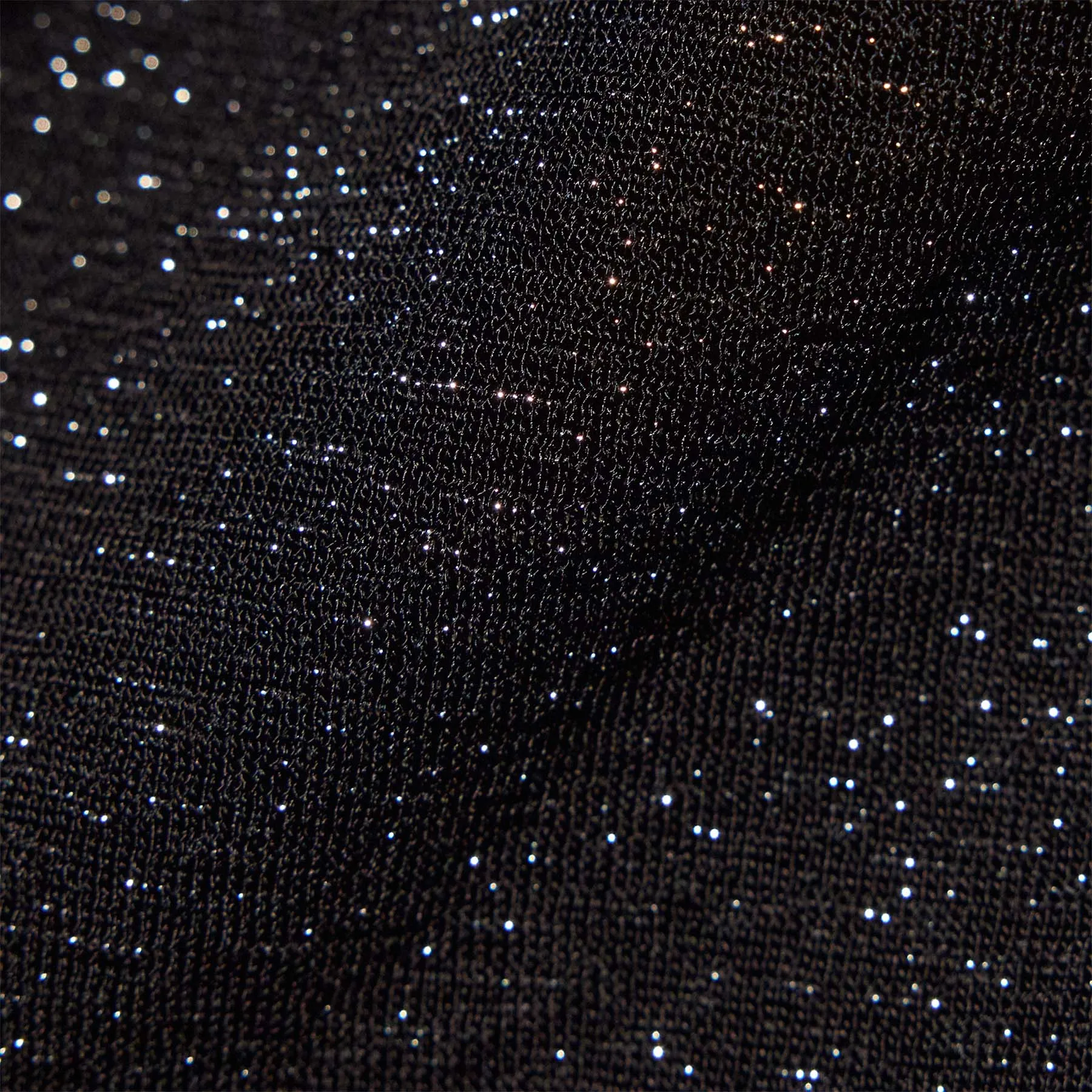 Metallic Knit Short Sleeve Crew - Black