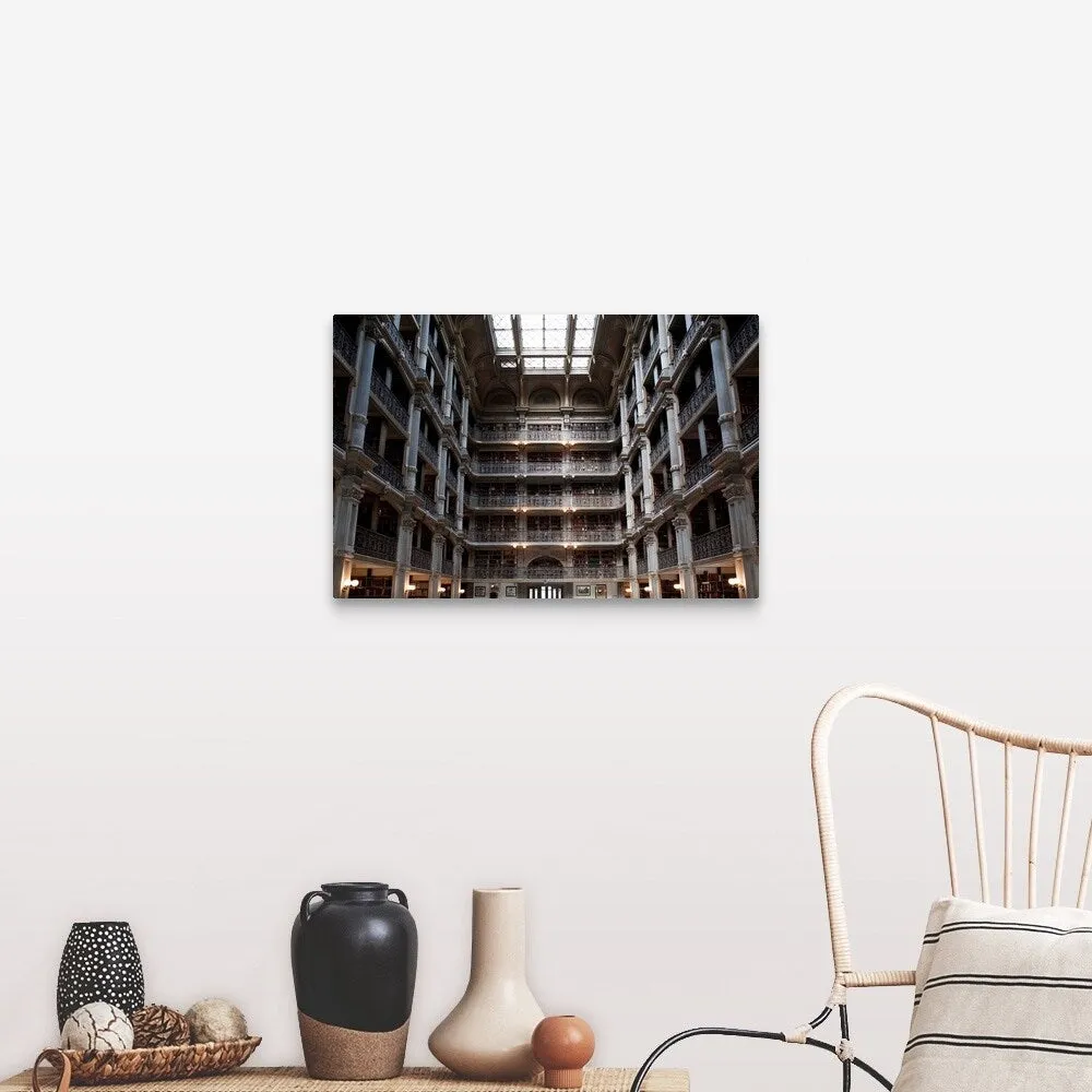 "Interiors of a library, Peabody Institute, Johns Hopkins University, Baltimor" Canvas Wall Art