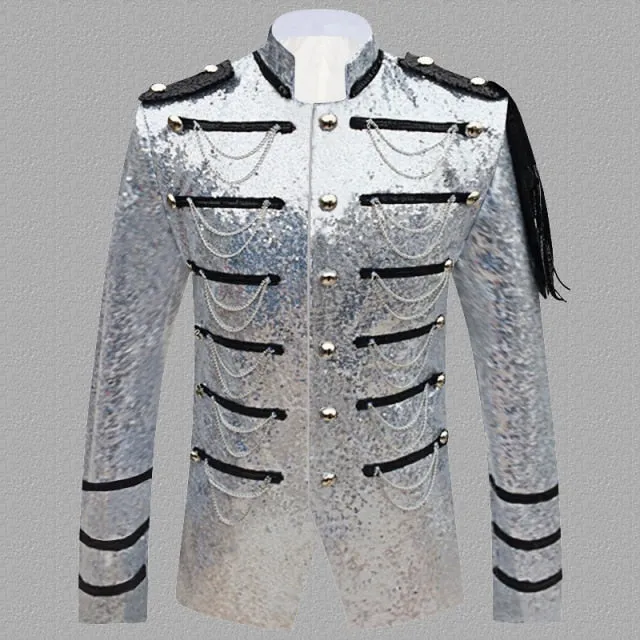 Sequin Embellished Black Gold Blazer