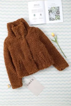 Sherpa Big Collar Cropped Teddy Coat
