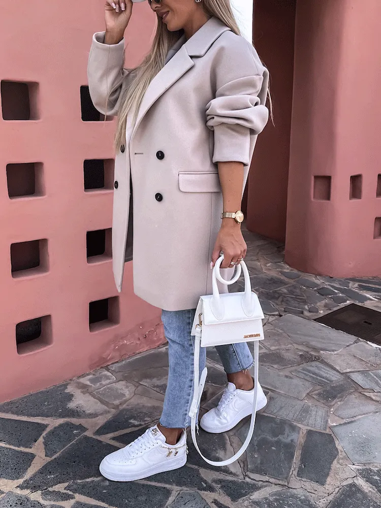 Solid Lapel Teddy Trendy Fur Long Coat