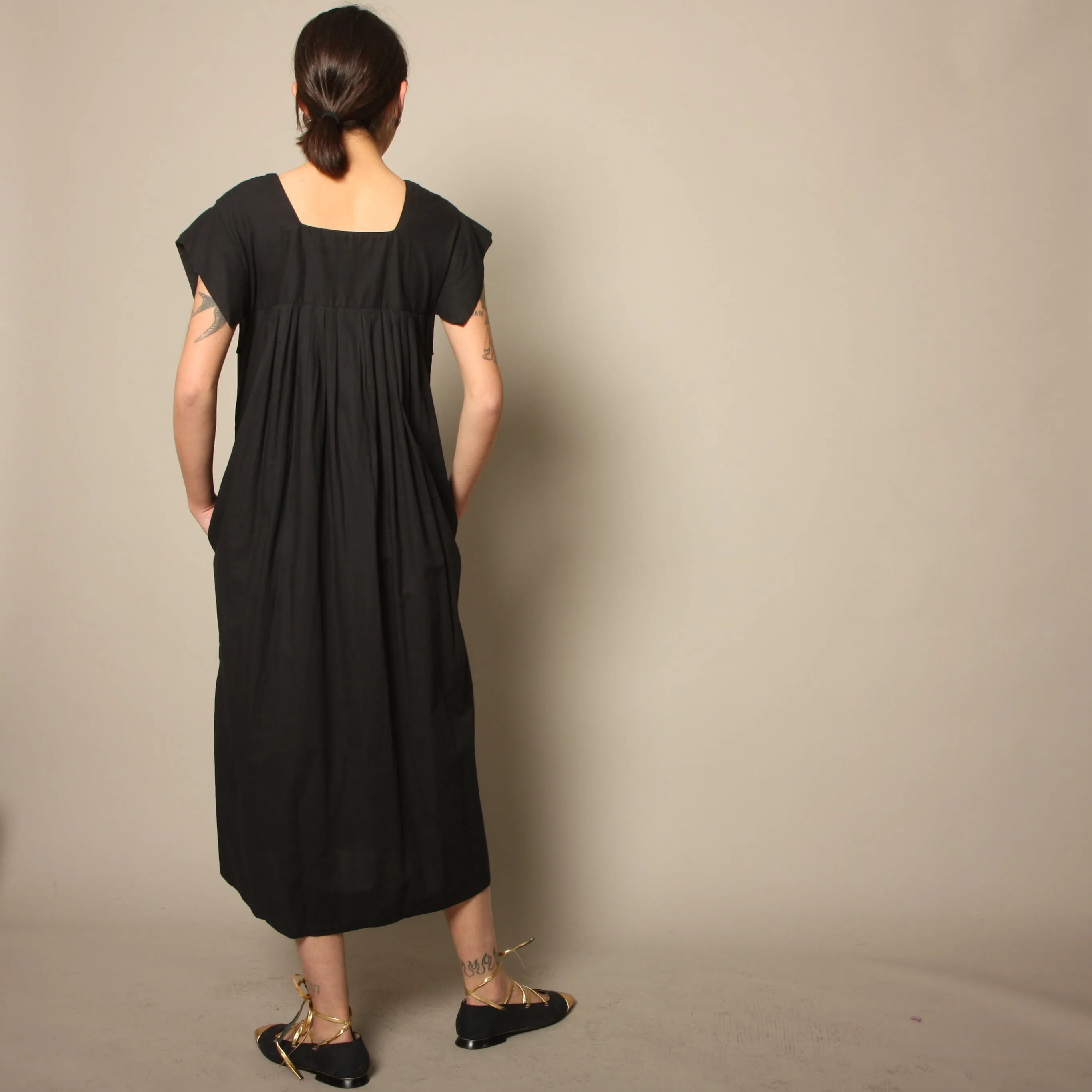Vintage 80's Indian Cotton Pleated Trapeze Dress